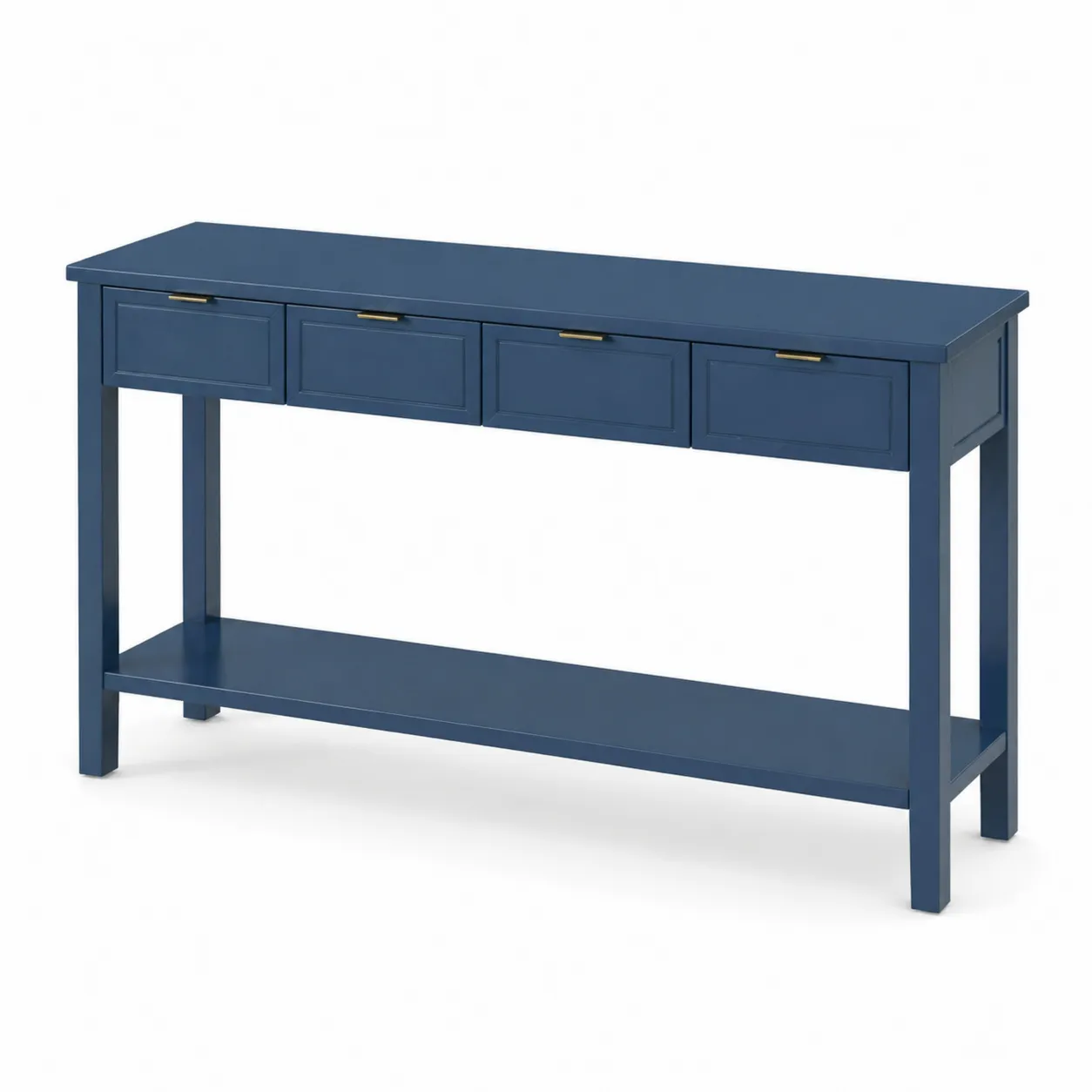 Console en bois avec 4 tiroirs Bleu