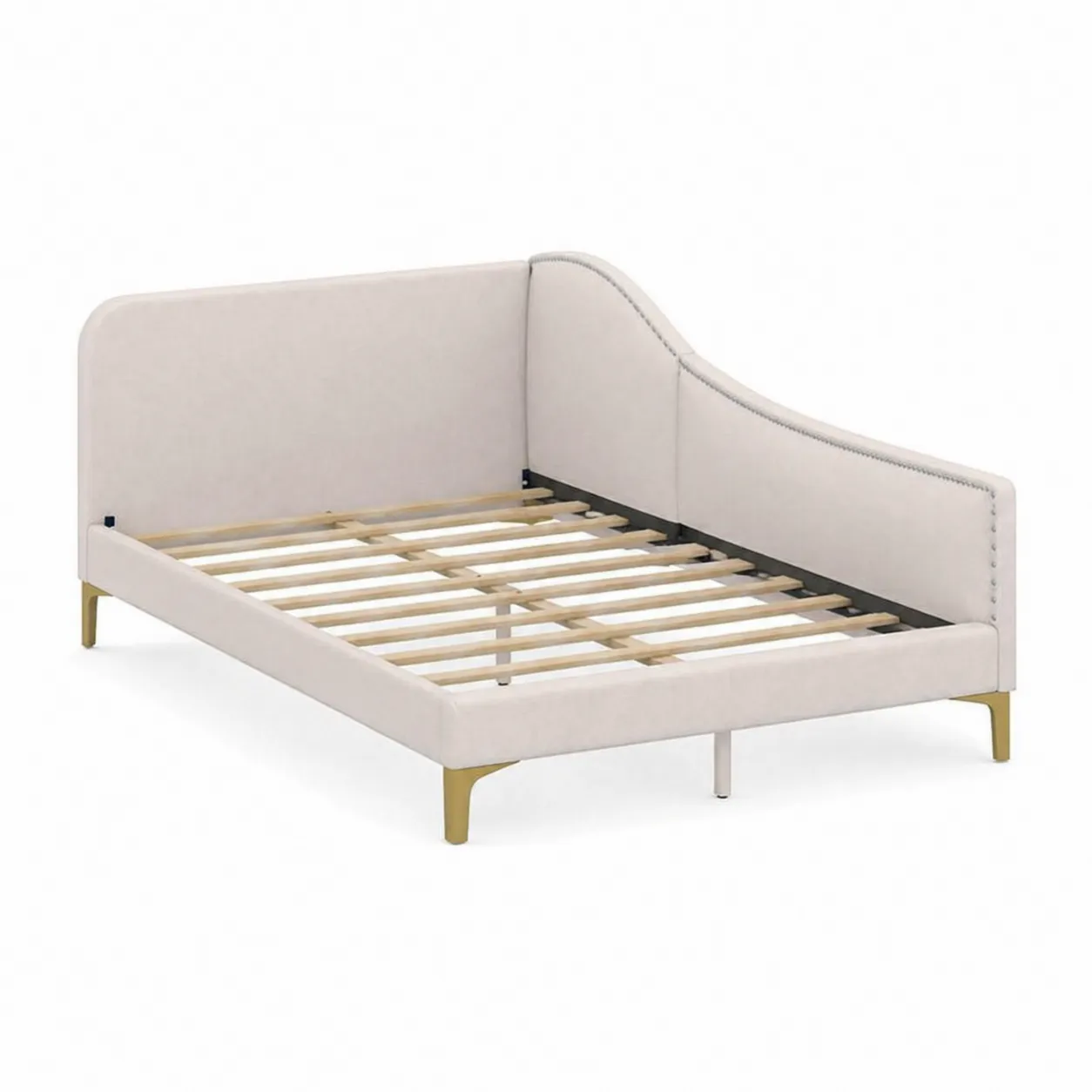 Lit de jour en tissu Beige avec accoudoir courbé 200x90 cm