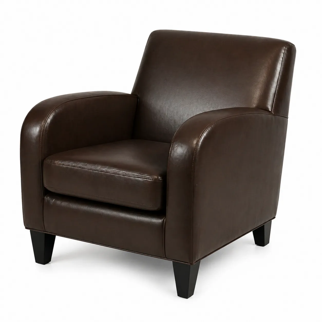 Fauteuil en cuir synthétique Marron avec structure en bois et rembourrage en mousse
