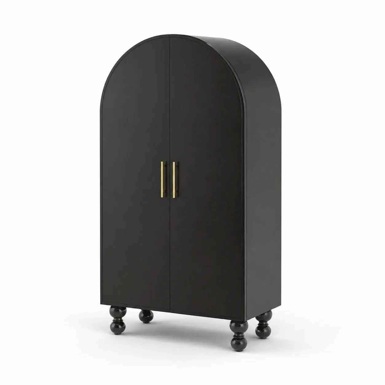 Armoire en bois noir avec portes arrondies