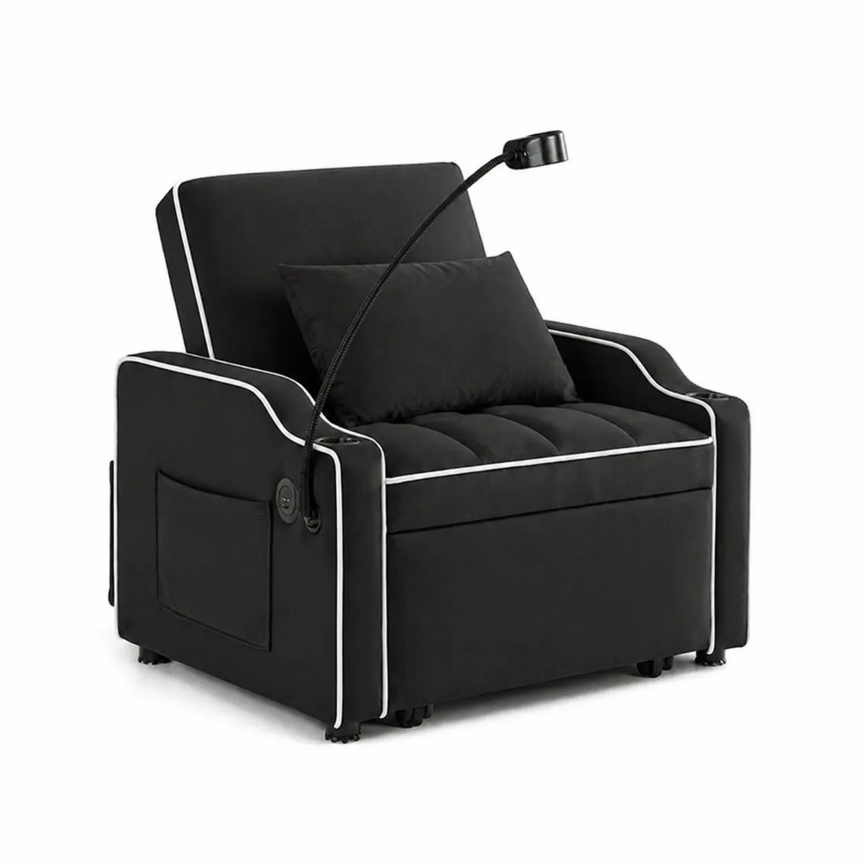Fauteuil inclinable en tissu avec lampe LED Noire