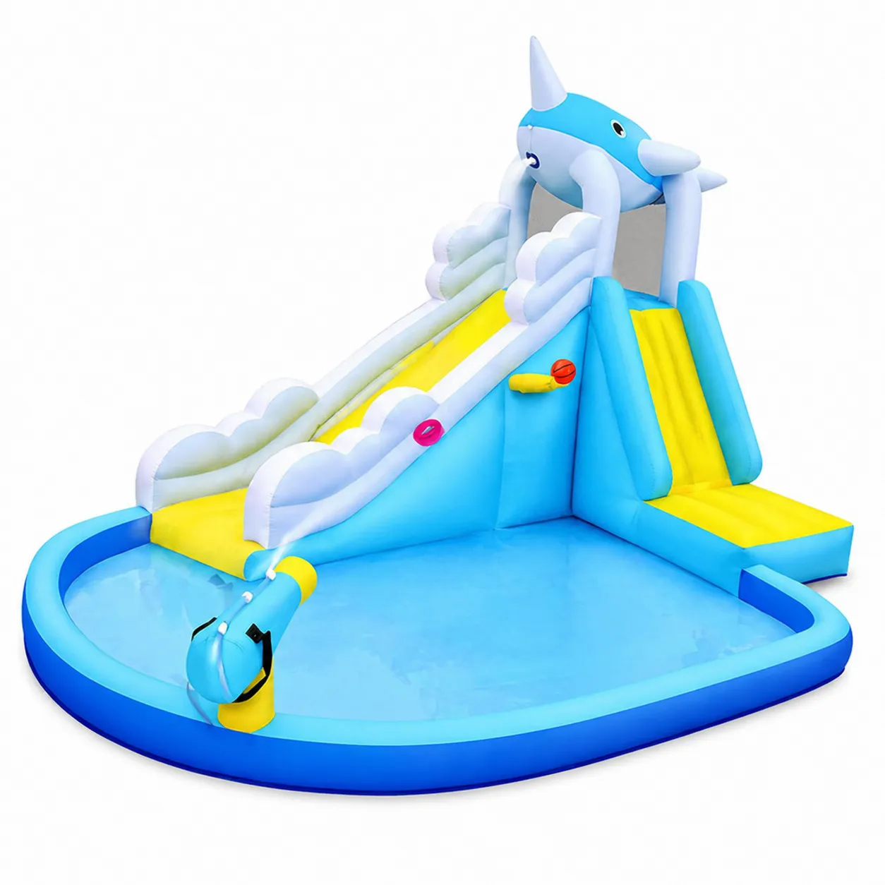 Château gonflable en PVC avec toboggan et piscine