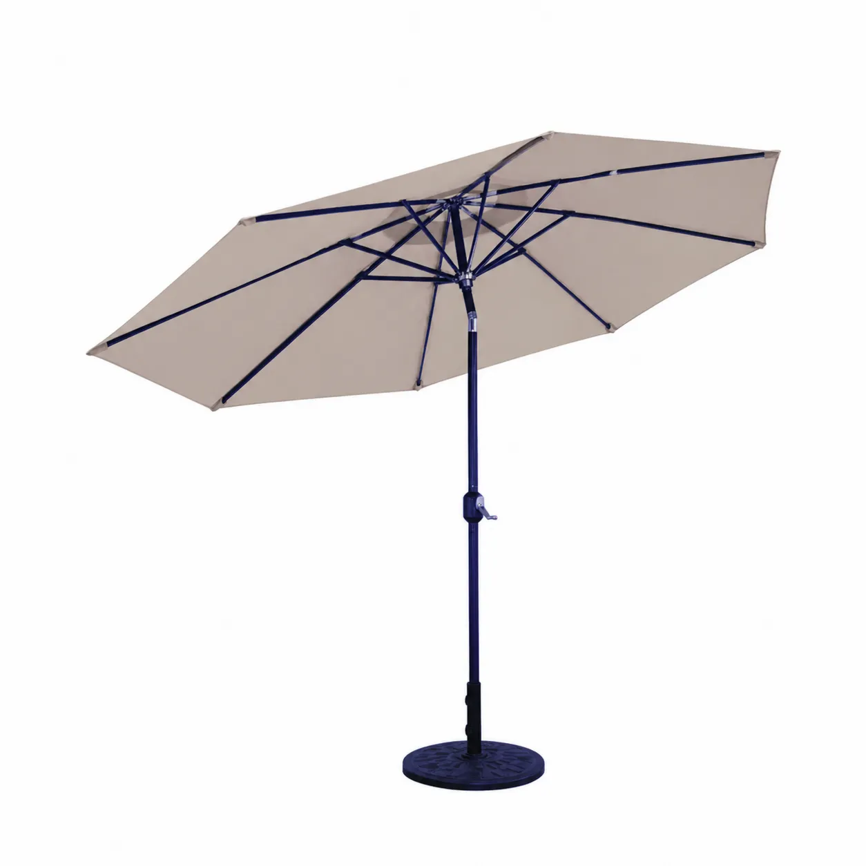 Parasol de jardin en polyester beige avec mât en acier