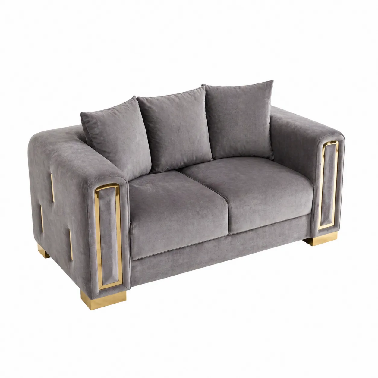 Canapé 2 places en velours avec détails en métal