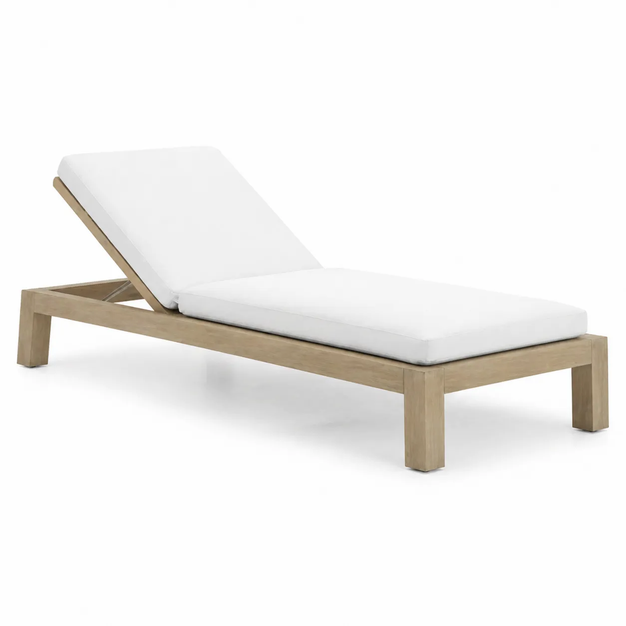 Chaise longue en bois avec coussin réglable blanc