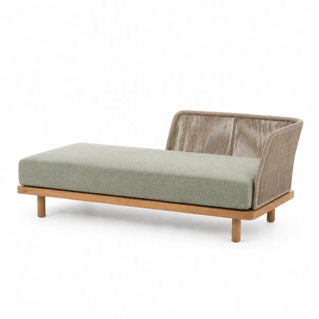 Chaise longue en bois et corde synthétique
