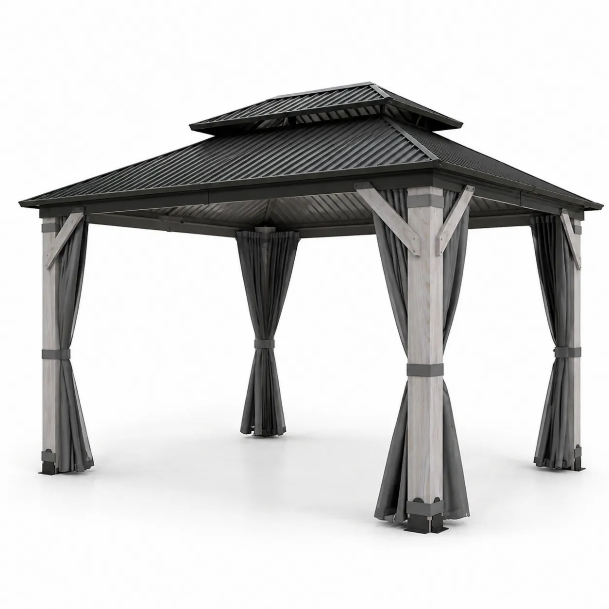 Pavillon de jardin en aluminium avec toit en acier galvanisé