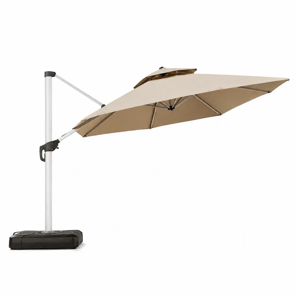 Parasol d'extérieur aluminium et polyester beige 3m