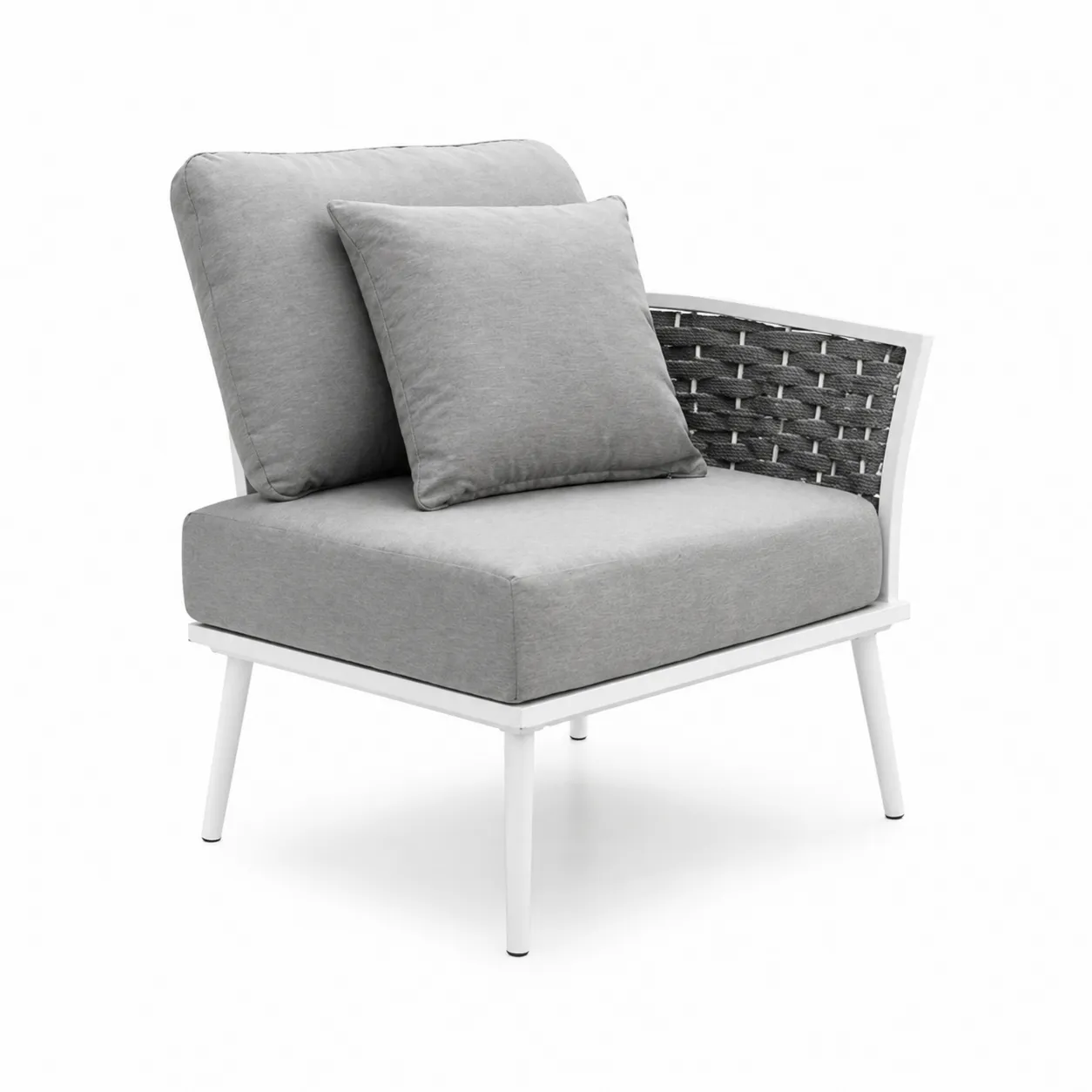 Fauteuil en aluminium avec coussins en polyester gris