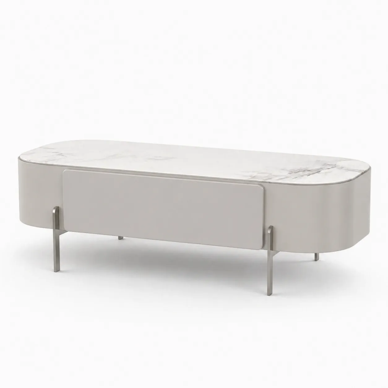 Table basse rectangulaire en marbre et métal