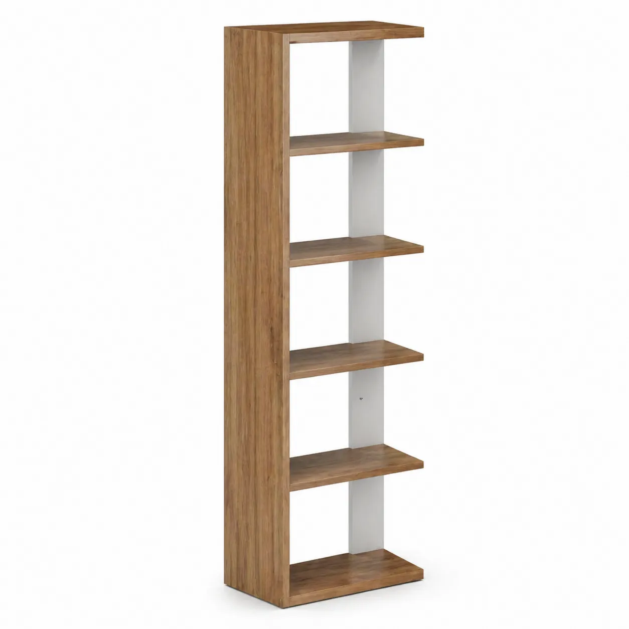 Étagère haute 5 niveaux en bois MDF Brun/Blanc 182x60x24 cm