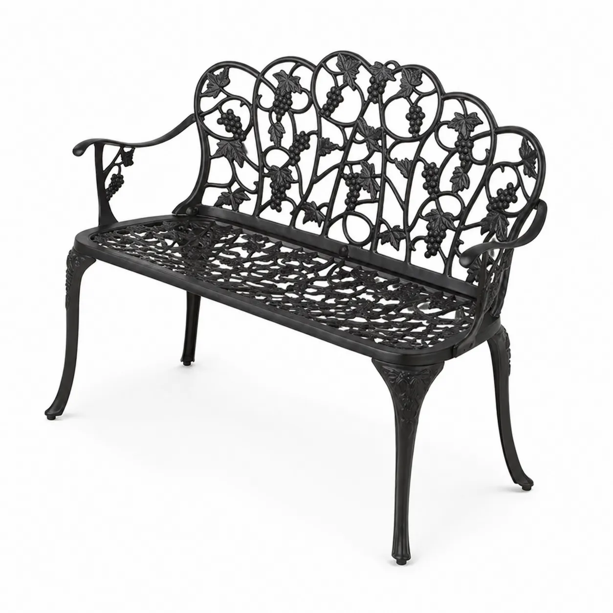 Banc de jardin en fonte avec motif de vigne