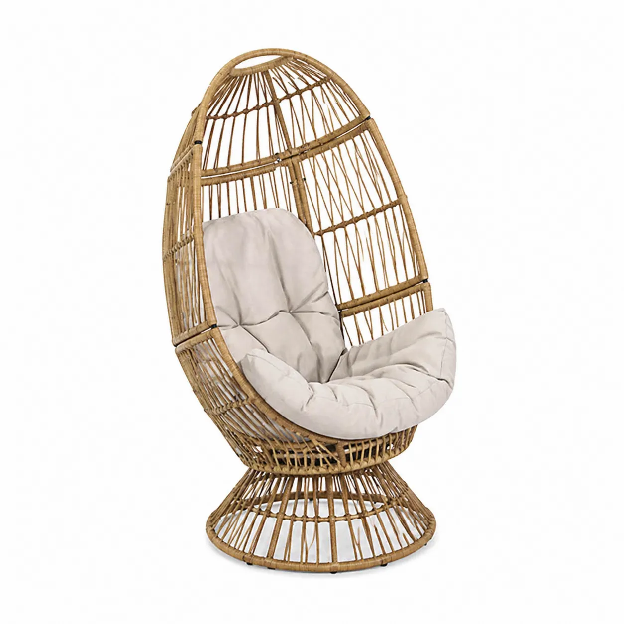 Fauteuil en rotin avec coussin en polyester