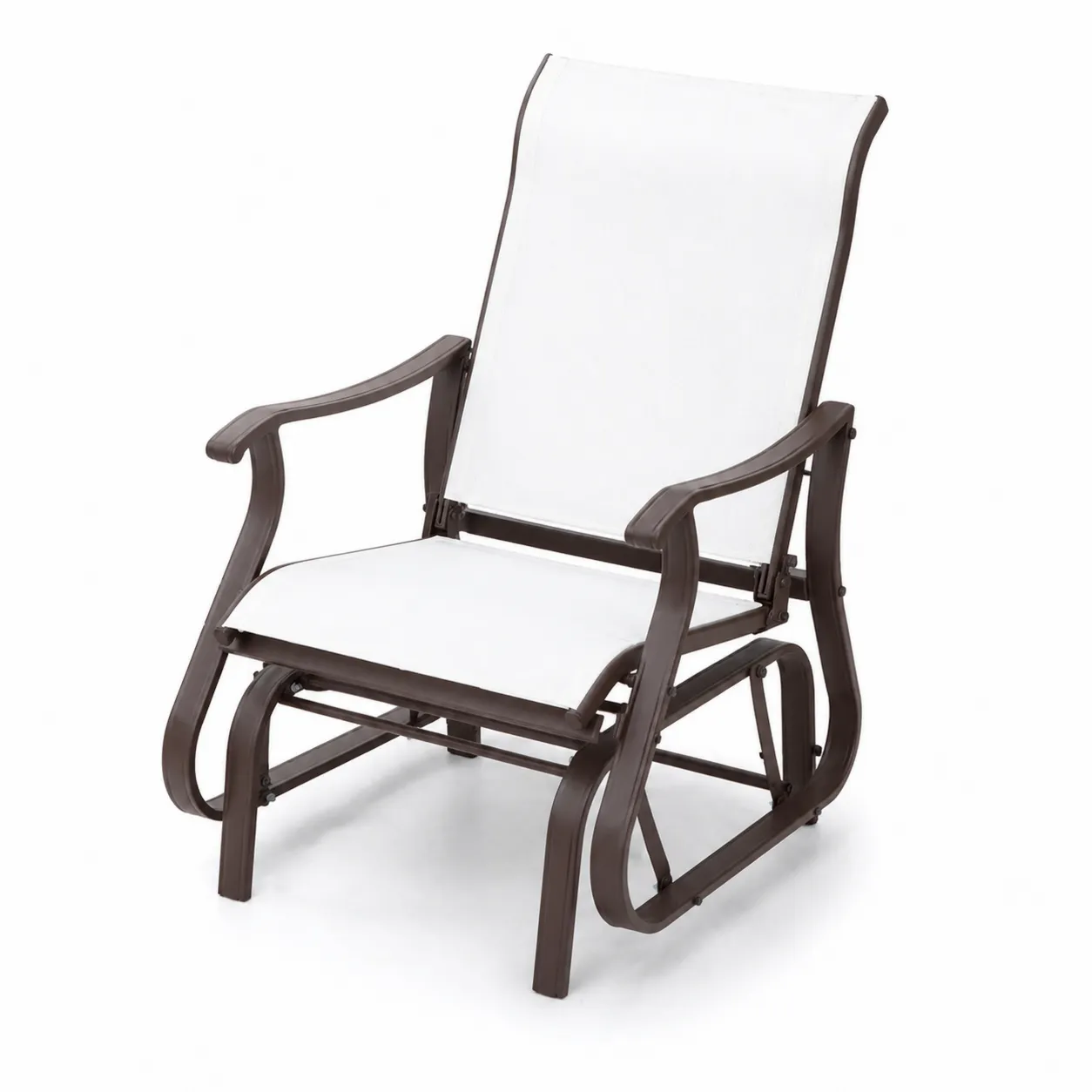 Fauteuil à bascule en métal et textile blanc