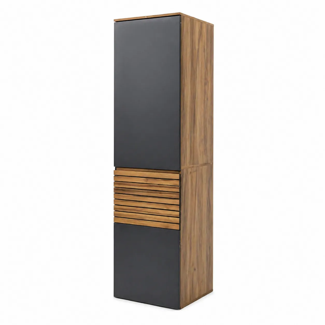Armoire en bois et métal noir et noyer 200x60x40 cm