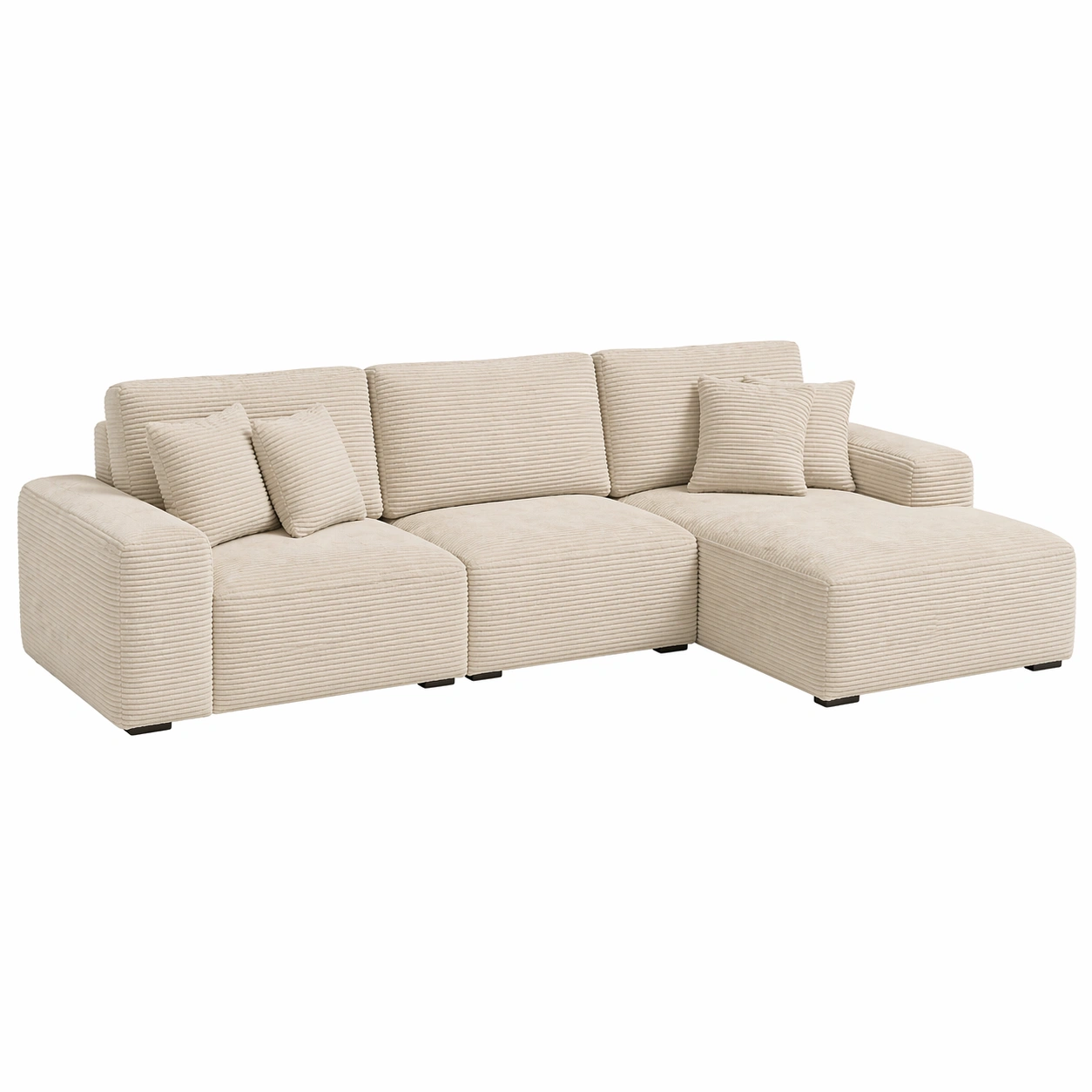 Sofá Seccional Modular en Forma L con Chaise y Acabado Acanalado-cartlirae