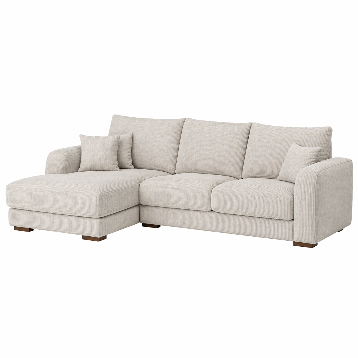 Sofá chaise longue moderno de 2 plazas en tela beige con dise?o compacto y acolchado:-cartlirae