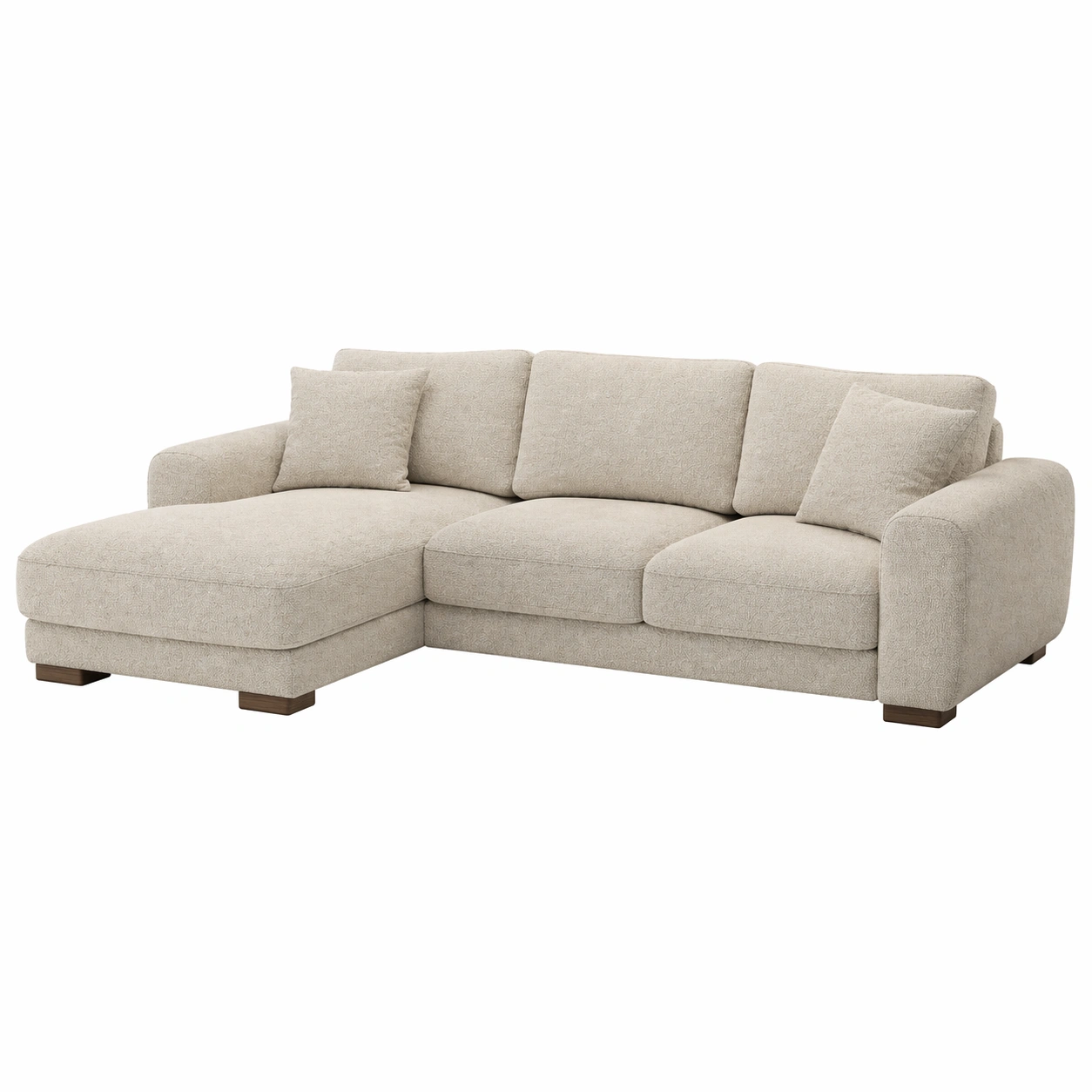 Sofá de esquina de 5 plazas con chaise longue en tela beige, dise?o moderno y confortable-cartlirae