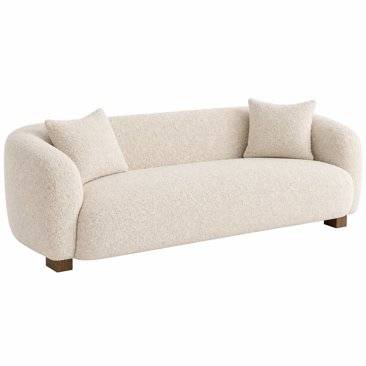 Sofá Curvo de 3 Plazas con Chaise Longue en Tela Bouclé y Dise?o Orgánico de Lujo-cartlirae