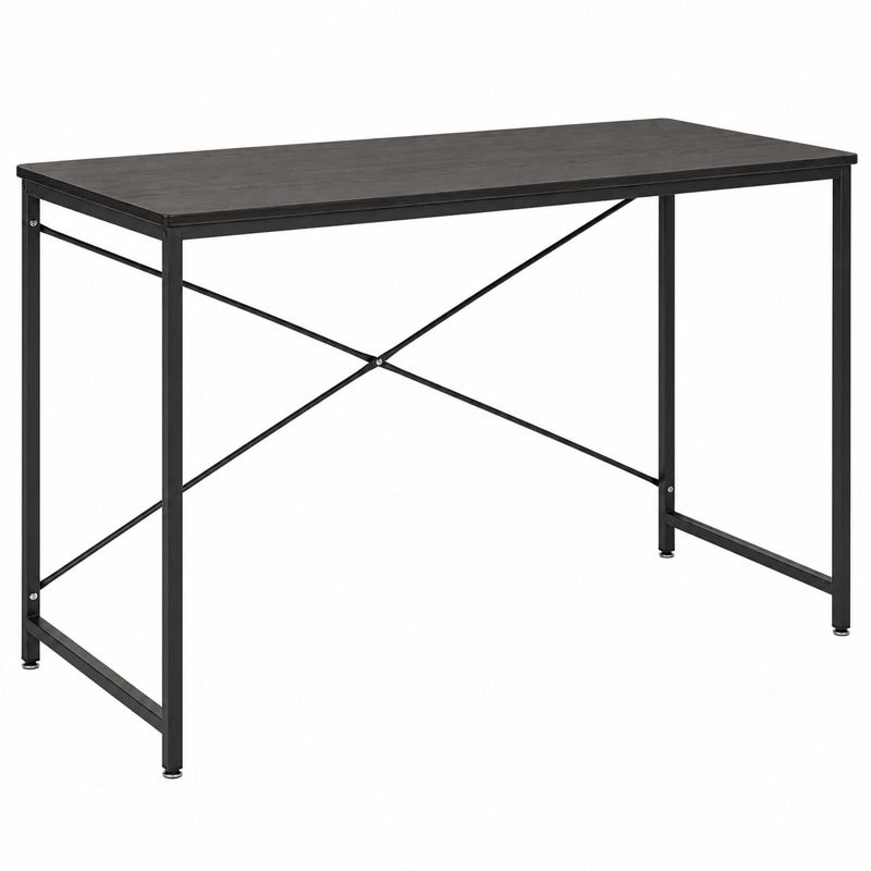 Escritorio industrial negro con estructura metalica y tablero efecto madera 120 cm estilo minimalista-cartlirae