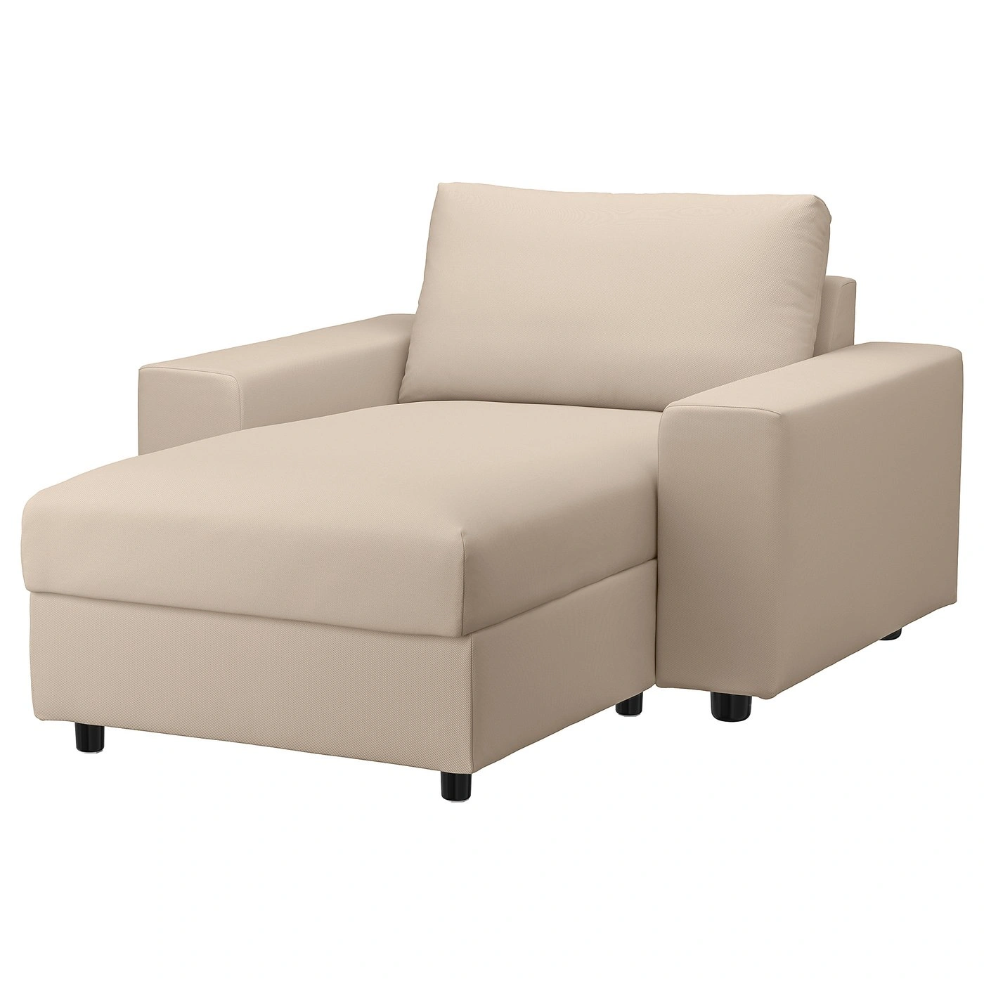 Chaise longue con reposabrazos anchos beige tapizado-cartlirae