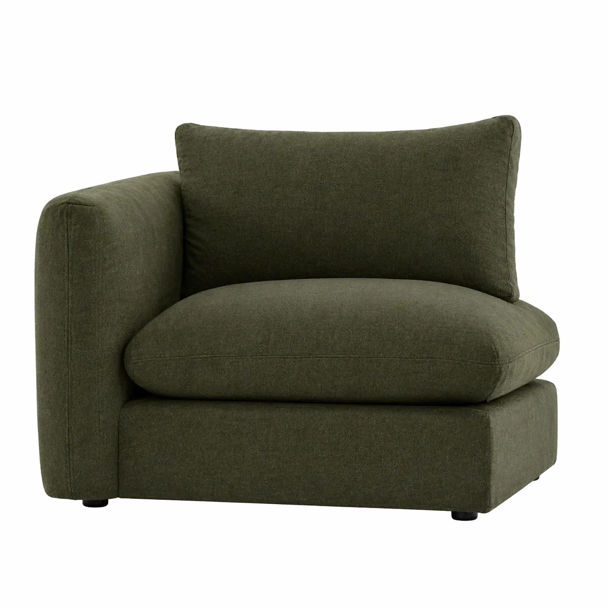 Módulo de Sofá Seccional Izquierdo de Tela Verde Oliva con Cojín Amplio y Dise?o Moderno-nexaglory