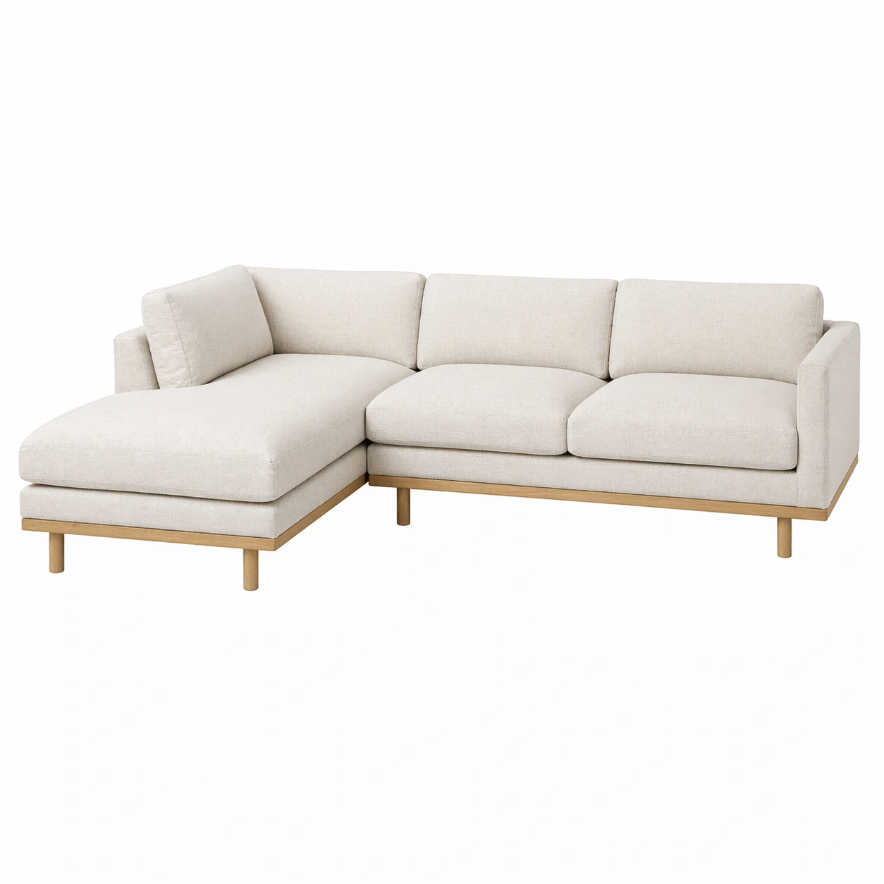 Sofá Seccional de 2 Piezas con Chaise Izquierdo en Tela Beige Claro-nexaglory