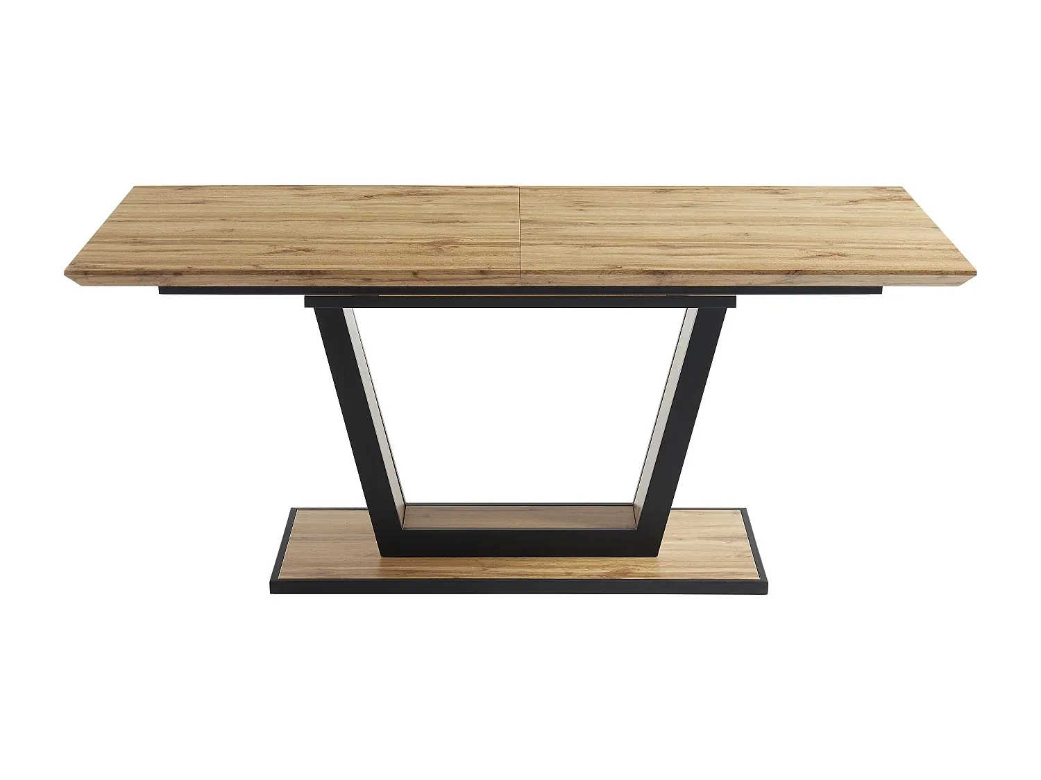 Ausziehbarer Esstisch für 6-10 Personen aus MDF und Metall in Holzoptik und Schwarz