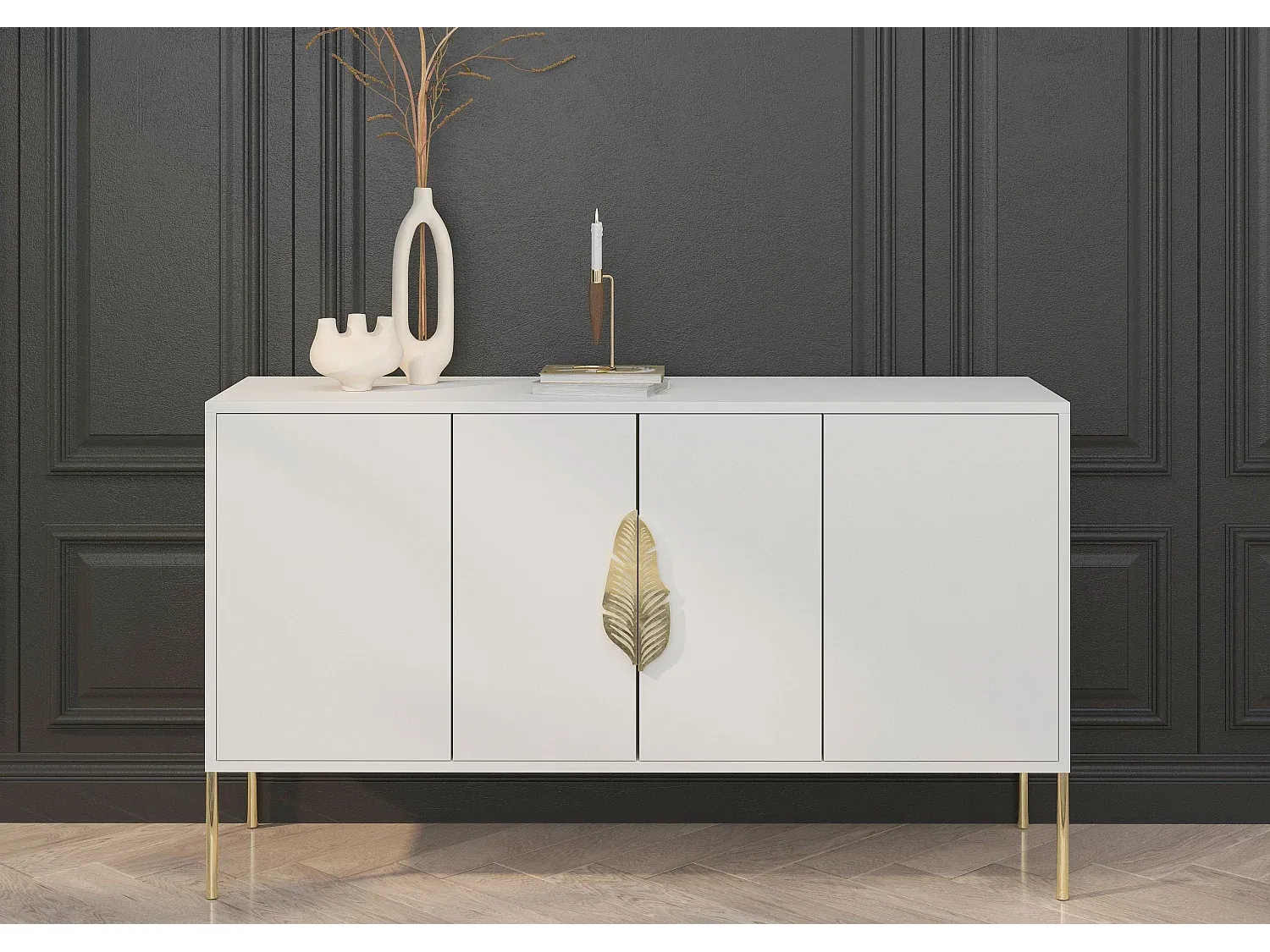 Elegantes Sideboard mit goldenen Akzenten, schwarz