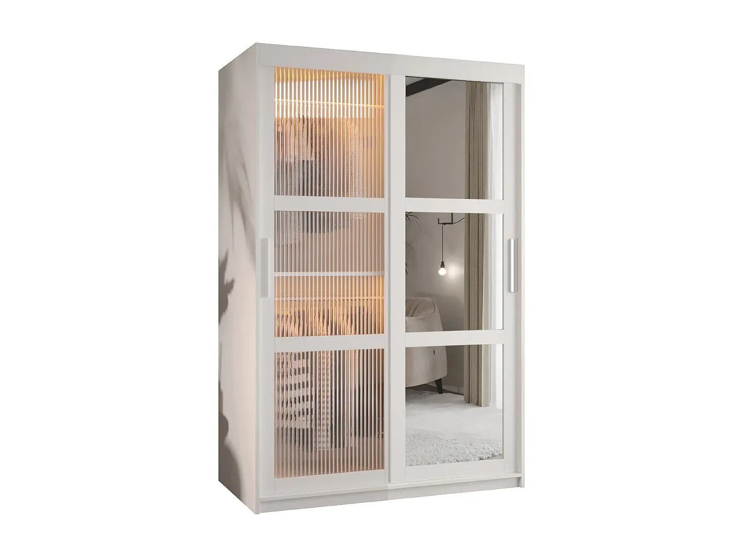 Großer Kleiderschrank mit Schiebetüren in Weiß