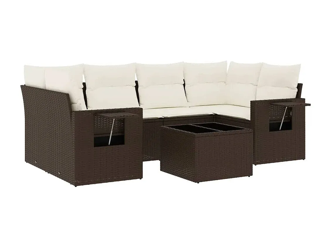 Moderne Garten-Sofagarnitur aus Poly Rattan mit Kissen