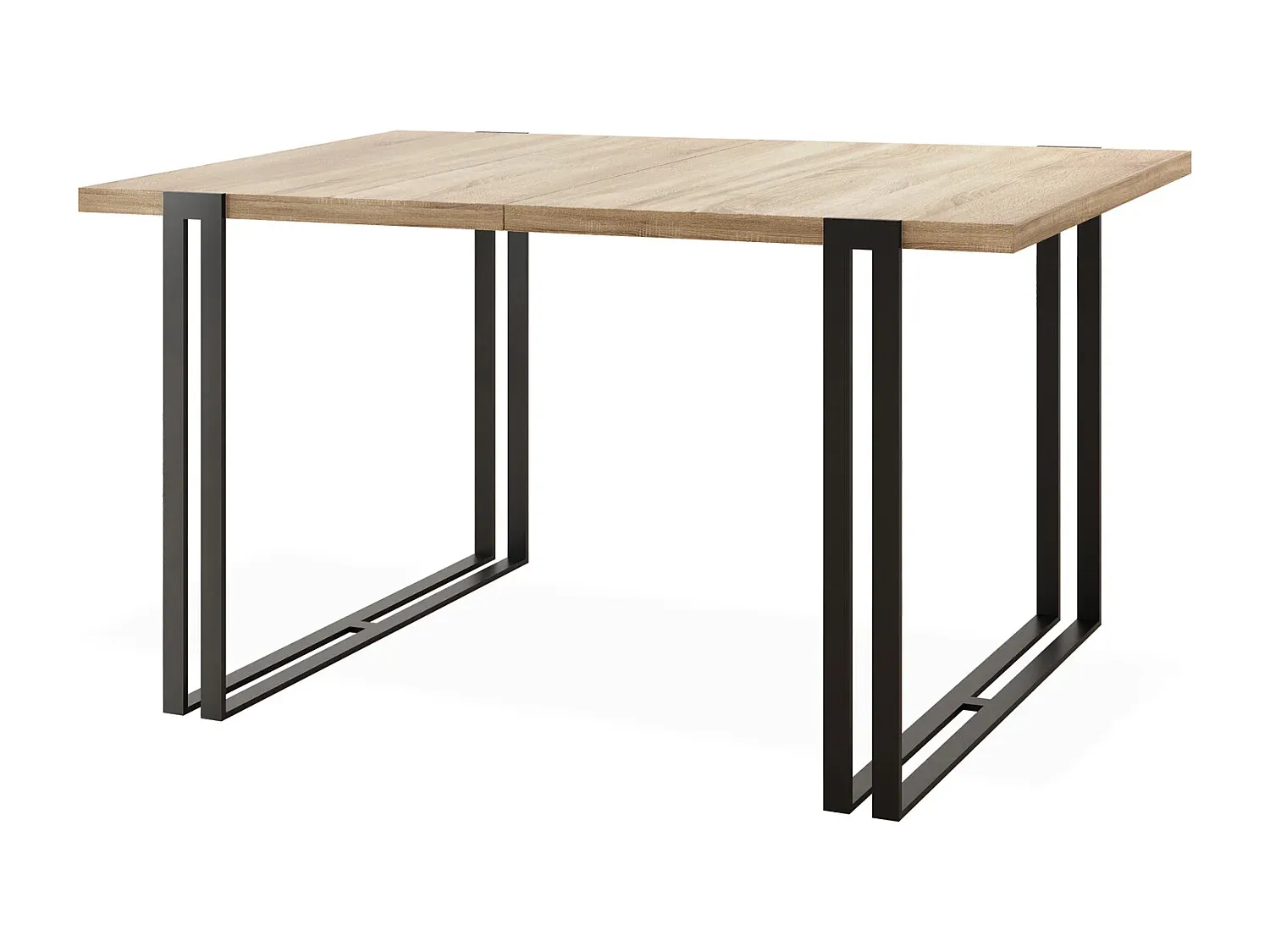 Ausziehbarer Industrietisch mit schwarzen Beinen