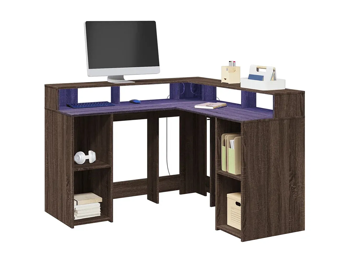 Moderner Eckschreibtisch in Holzoptik, Braun