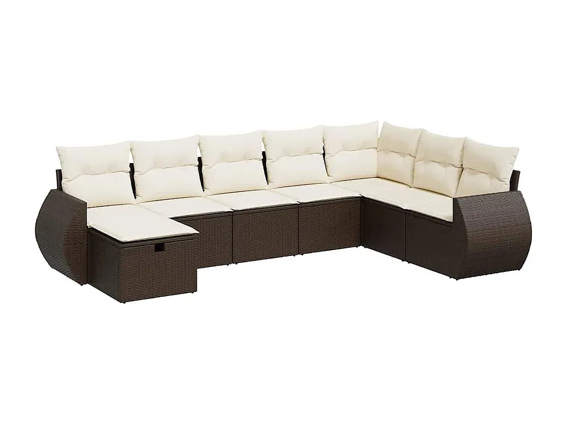 Komfortable Gartenlounge mit Kissen, Poly Rattan, Braun