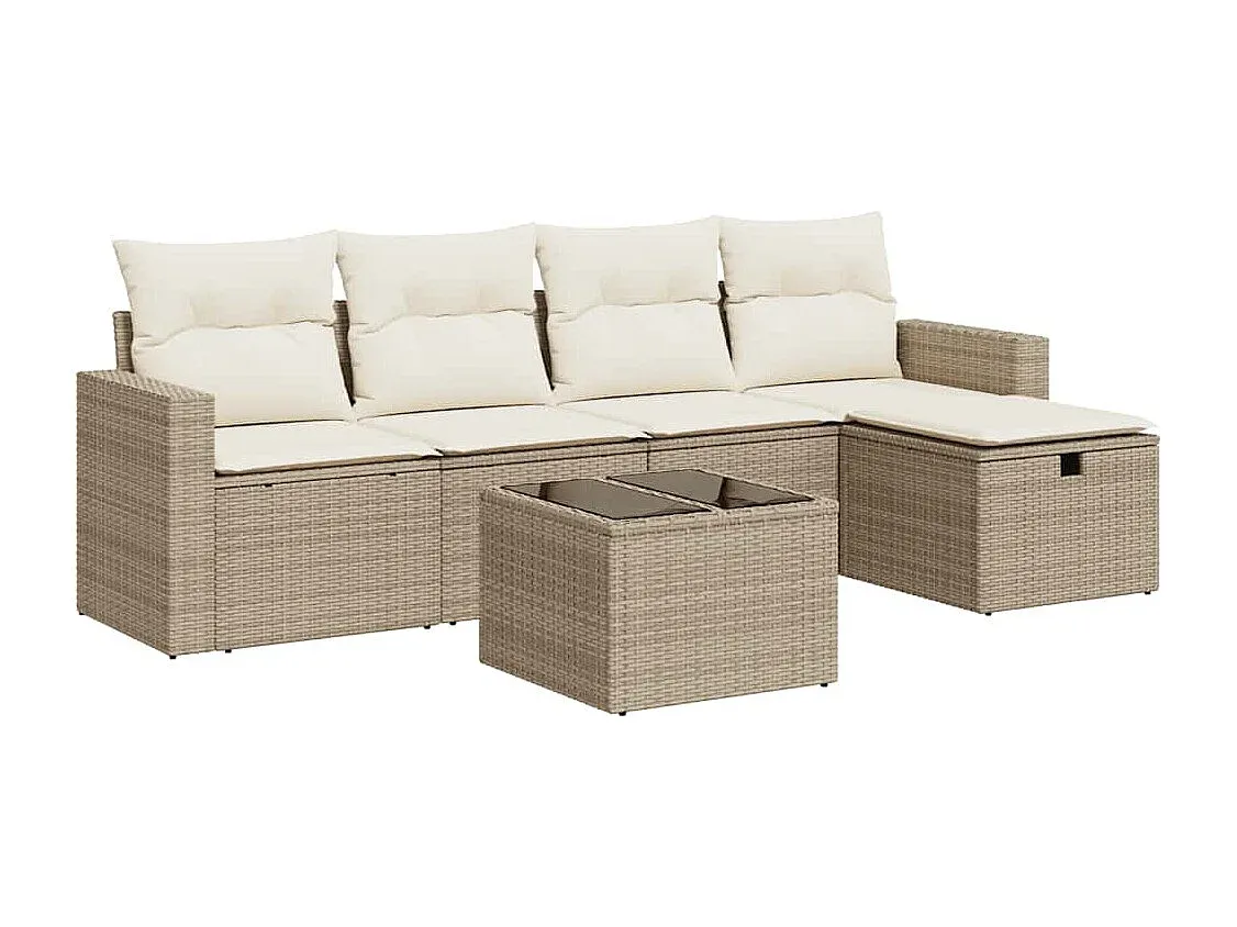 Moderne Garten-Sofagarnitur aus Poly Rattan mit Kissen