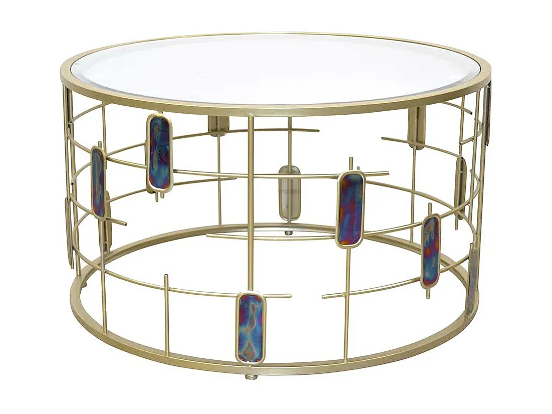 Eleganter Wohnzimmertisch in Goldoptik mit Spiegelglas