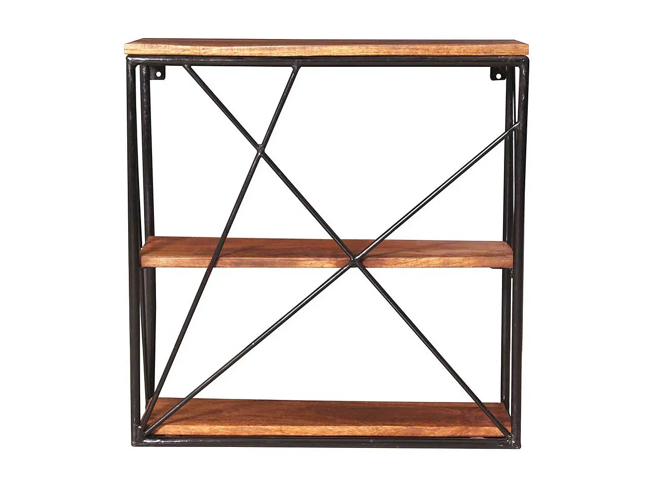 Wandregal aus Massivholz und Stahl 60 cm