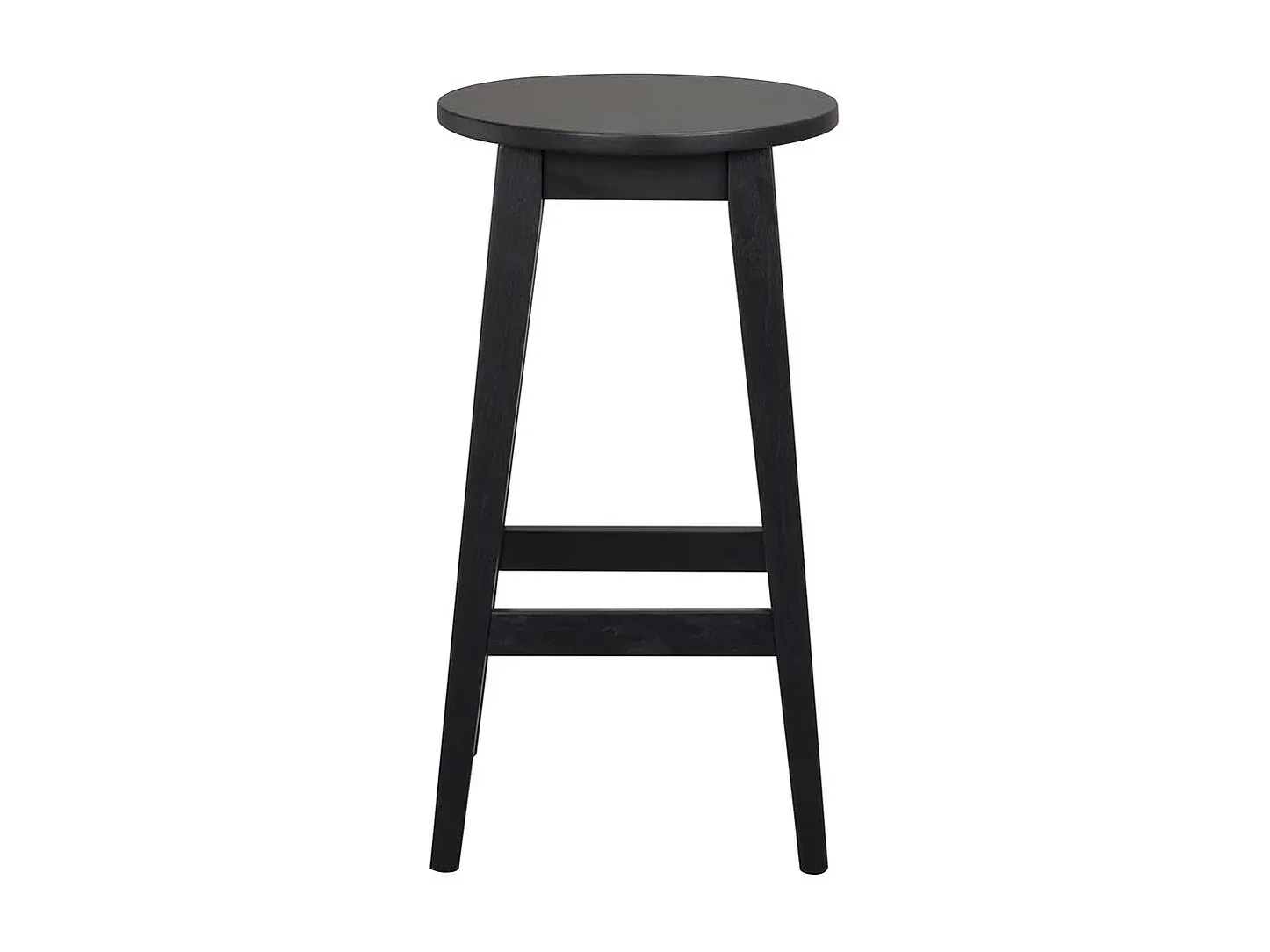 Runde Holz-Barhocker, schwarz lackiert, 2er Set