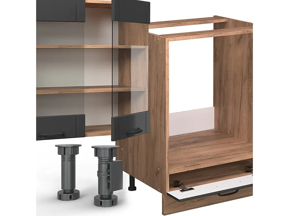 Moderne Küchenzeile in Dunkelgrau 300cm