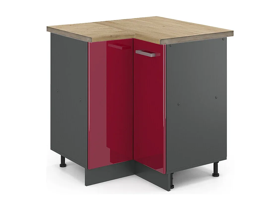 Eckunterschrank in Hochglanz Schwarz für Küche