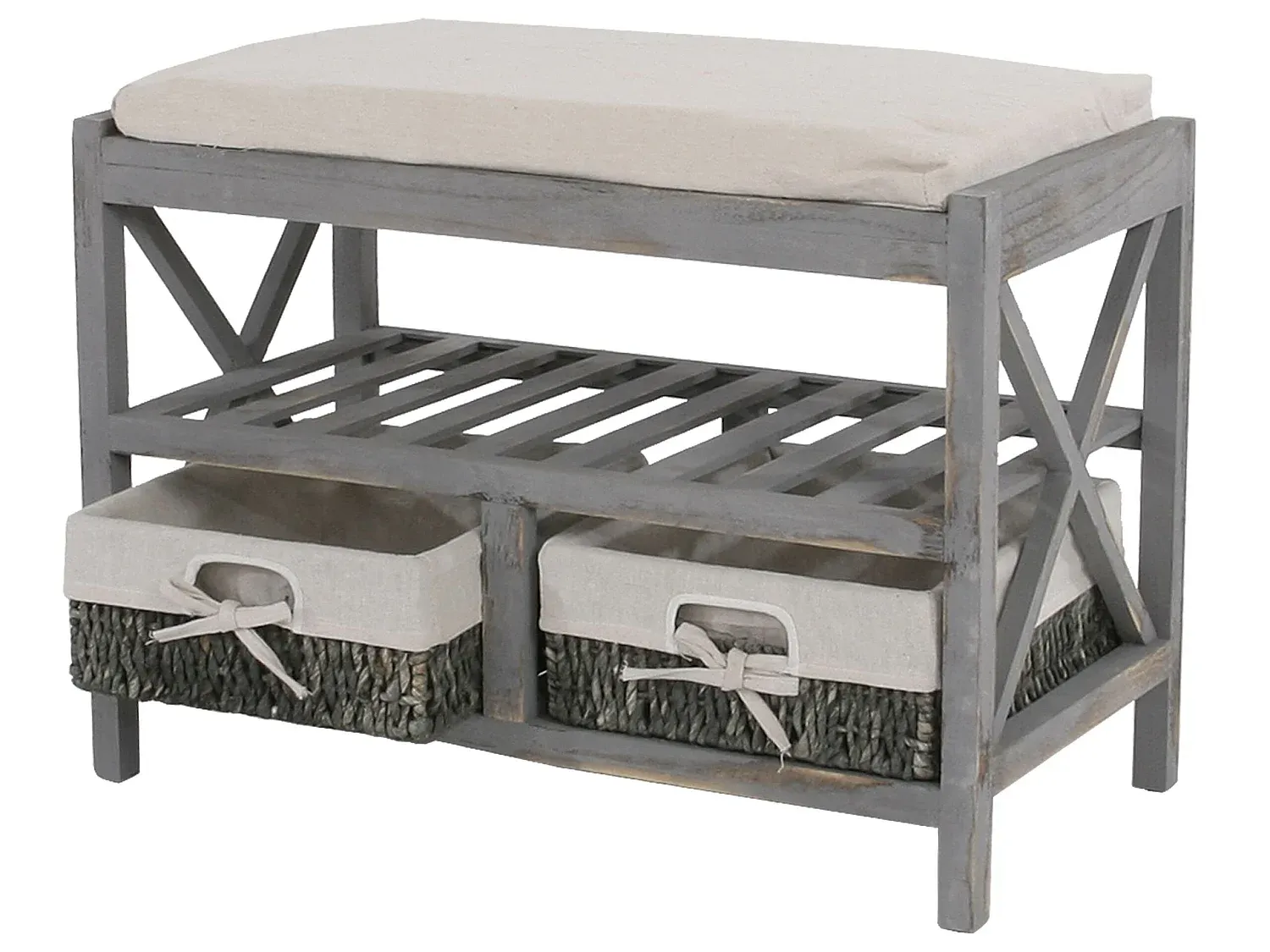 Moderner Schuhschrank mit Sitzfläche, grau