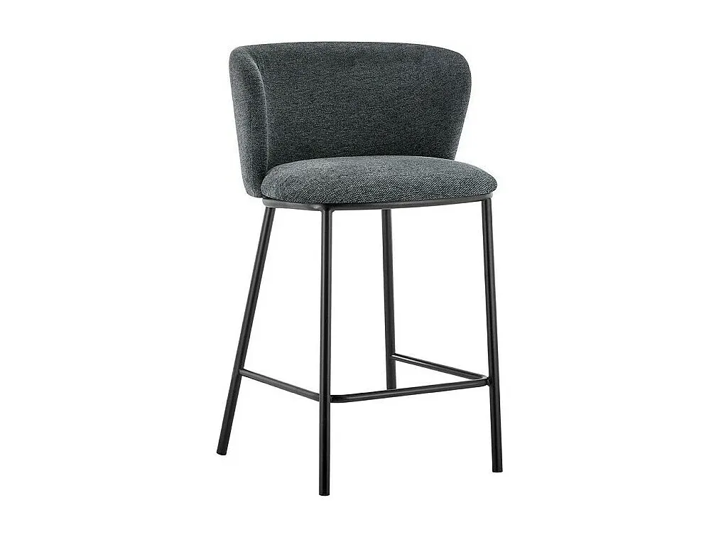 Dunkelgrauer Stoff-Barhocker, Maße: H88,5 x B53 x T50,5 cm