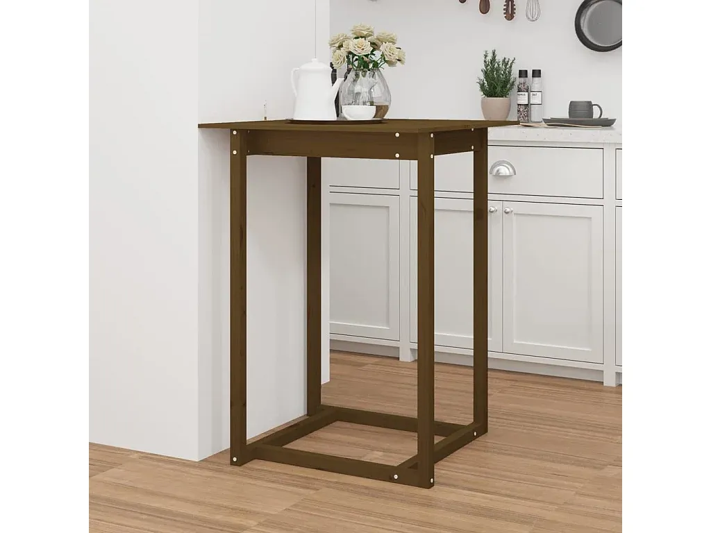 Hoher Holztisch in Honigbraun, 80x80 cm