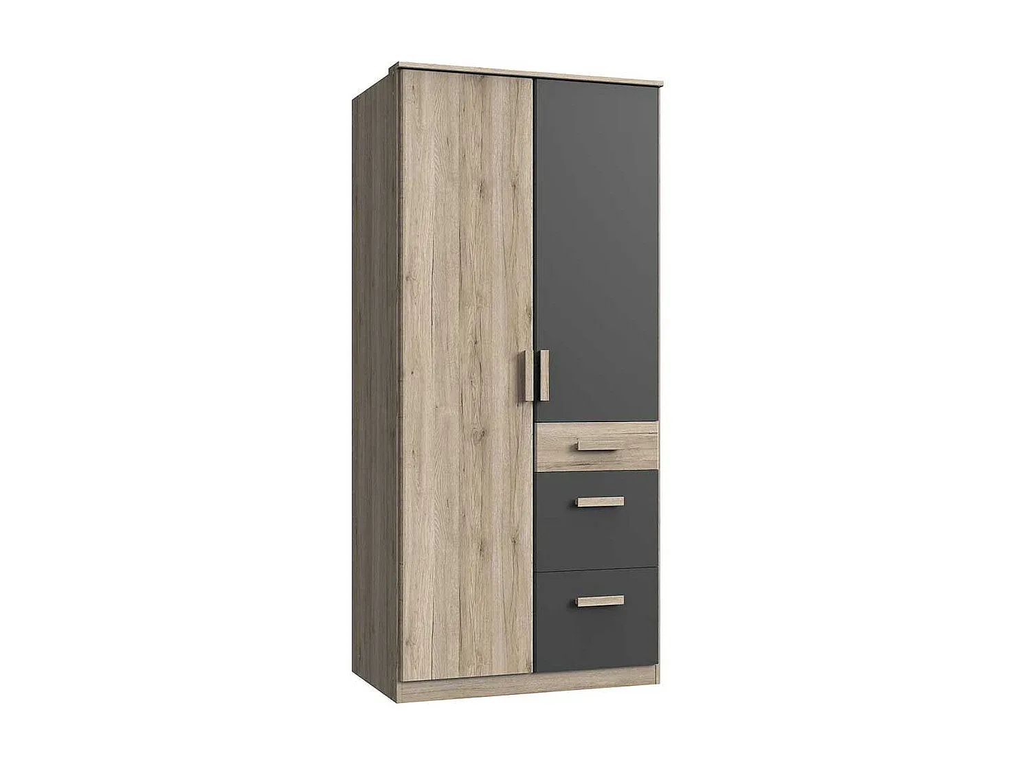 Moderner Kleiderschrank für Jugendliche in Dunkelgrau und Eiche