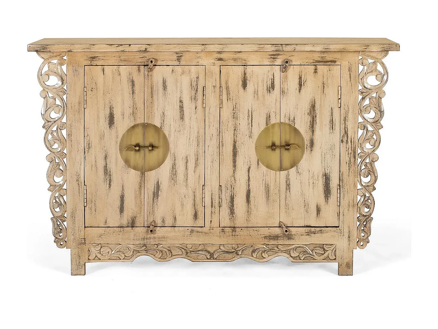 Rustikales Sideboard aus Mangoholz mit 6 Türen