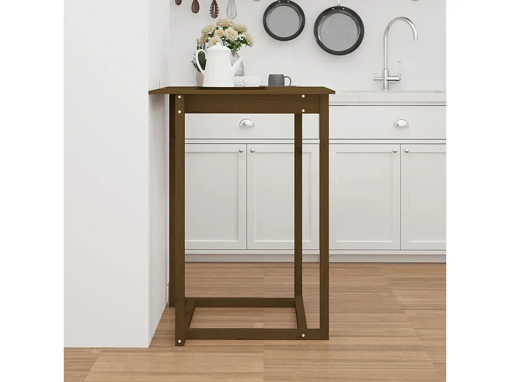 Hoher Holztisch in Honigbraun, 80x80 cm