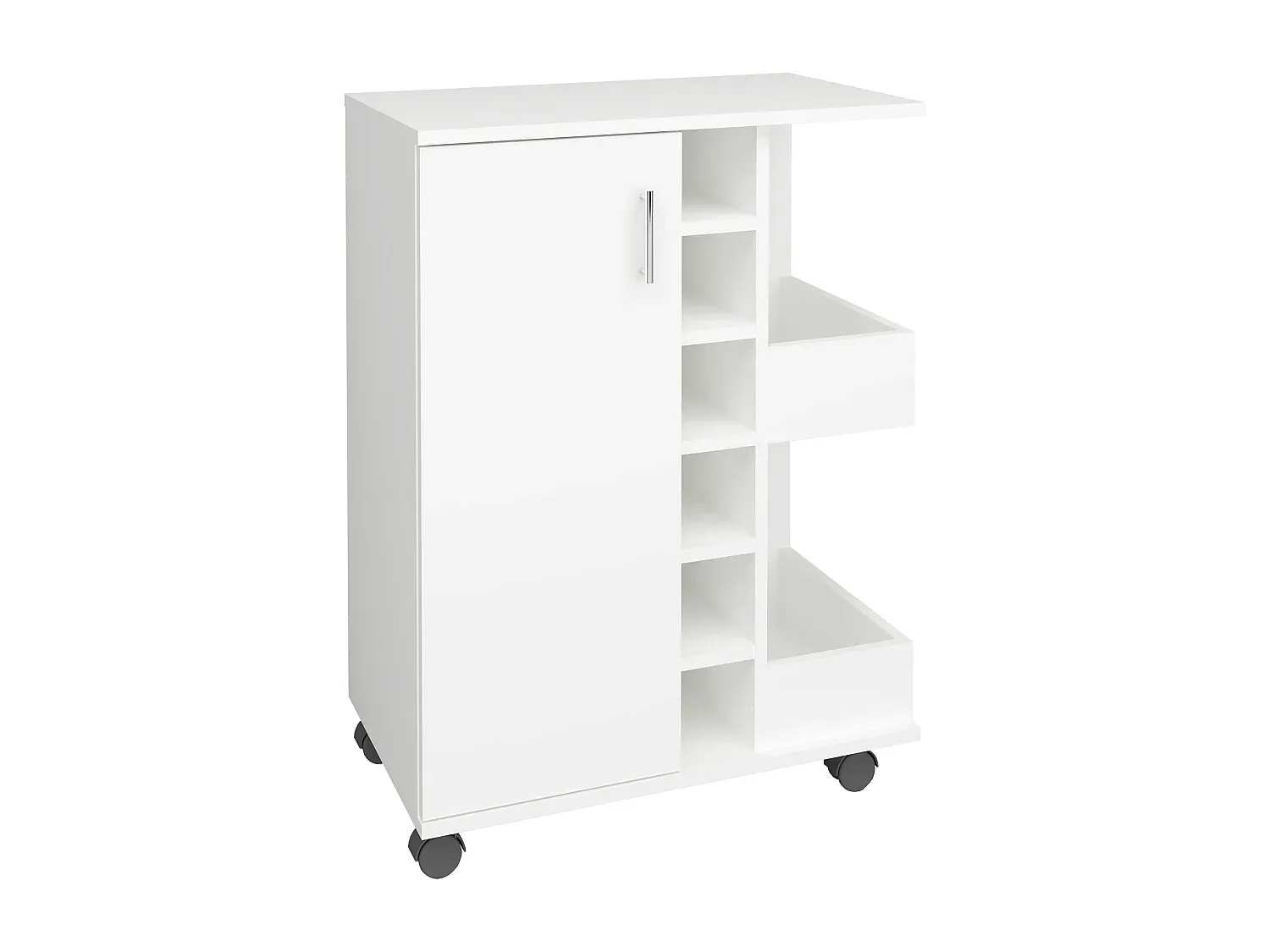 Moderner Küchenwagen mit Rollen für Servierzwecke