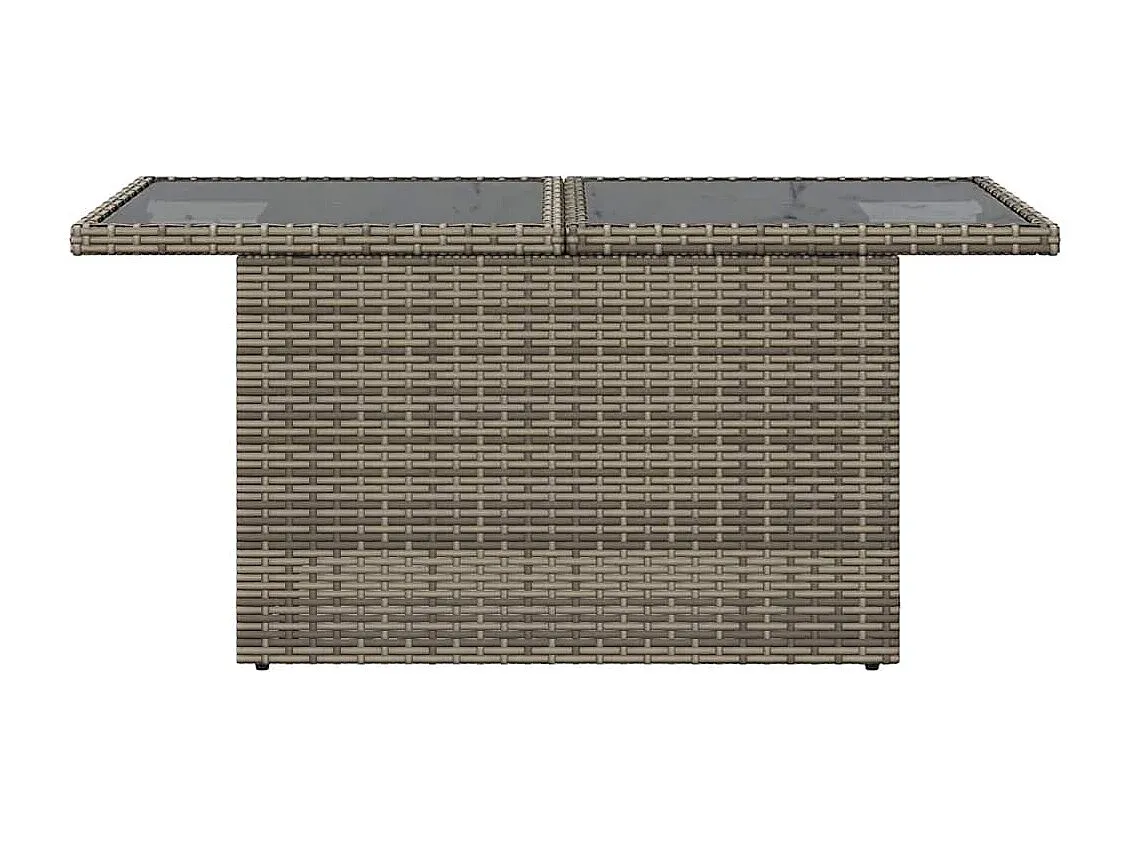 Moderner Gartentisch mit Glasoberfläche aus Polyrattan, 100x55x73 cm