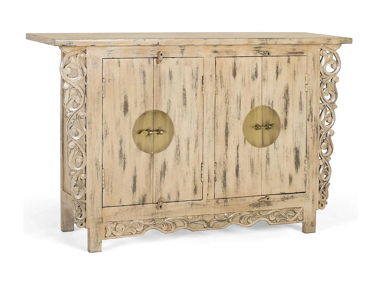 Rustikales Sideboard aus Mangoholz mit 6 Türen