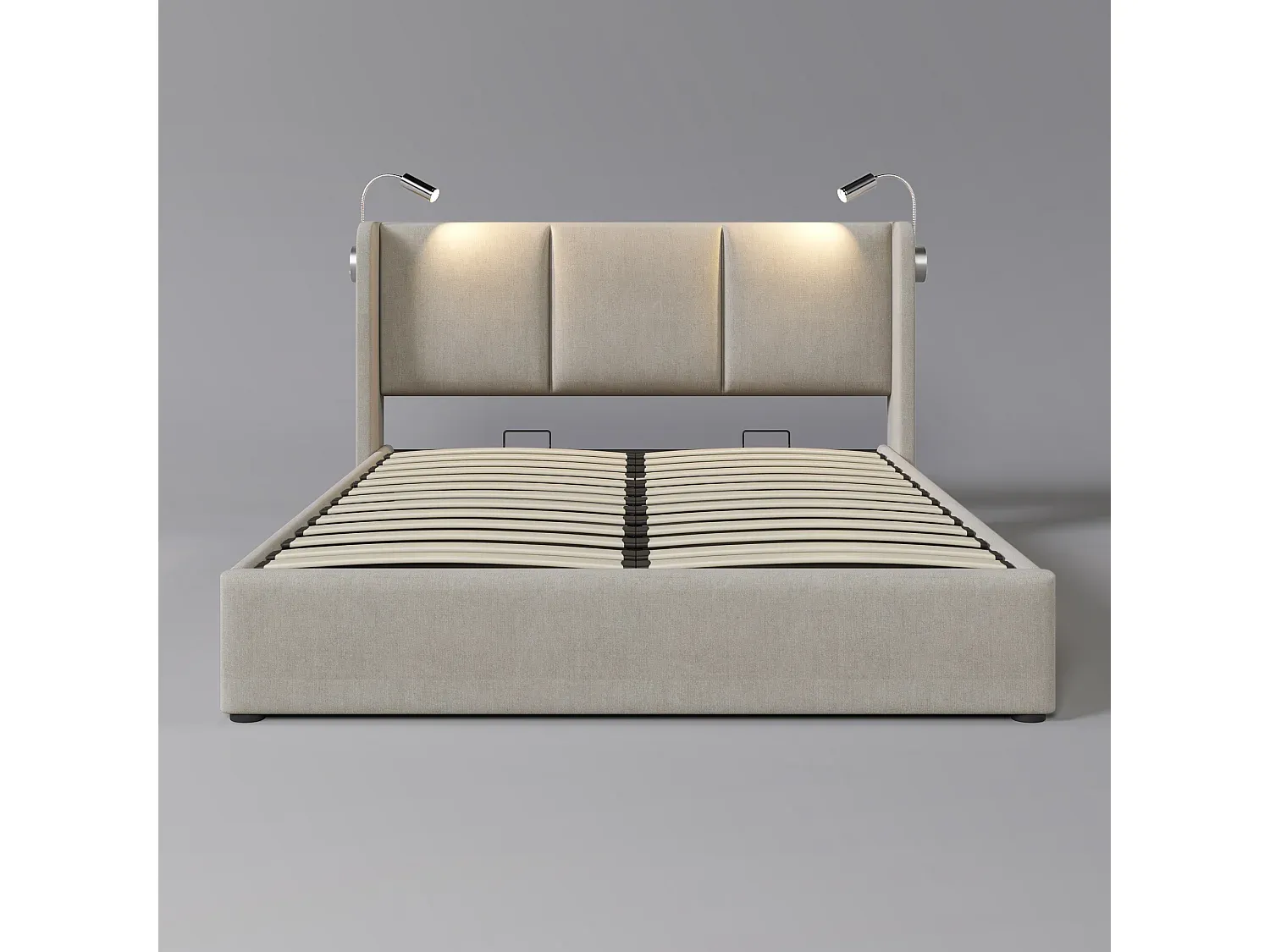 Modernes Stauraumbett 140x200 cm mit integrierter USB-Lampe